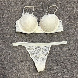 Victoria’s Secret white lace bra and panties set